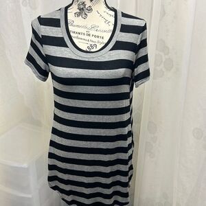 Adorable, extra small, black and gray stripe tunic